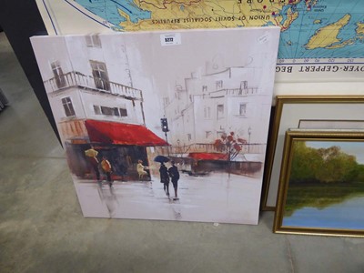 Lot 5272 - Modern urban wall hanging - figures in the rain