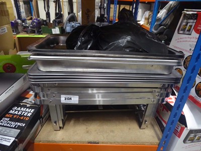 Lot 3134 - Qty of stainless steel serving trays