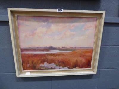 Lot 5275 - Oil on board- Fenland scene by Ethel Keane