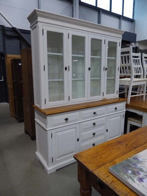 Lot 5282 - Modern painted oak dresser with glazed doors over