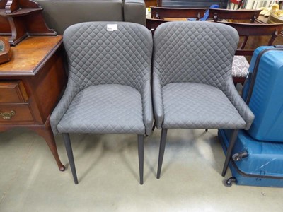 Lot 5284 - Pair of dining chairs with diamond stitching