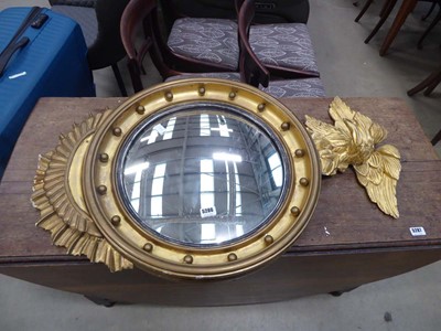Lot 5286 - Circular convex mirror with eagle finial
