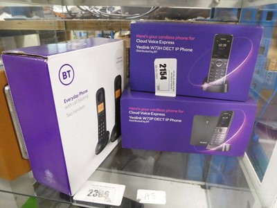 Lot 2154 - 2 boxed Yealink W73E Dect IP phones and a box...