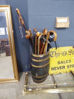 Lot 5308 - Copper banded oak stick stand barrel with a...