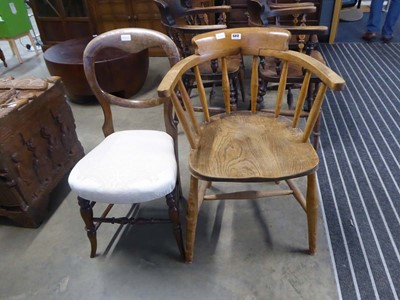 Lot 5312 - Victorian balloon back dining chair plus an...