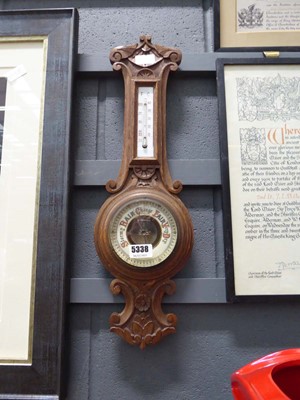 Lot 5338 - Oak banjo barometer