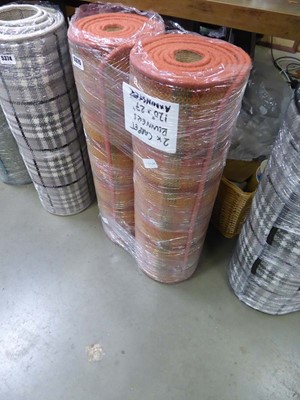 Lot 5375 - Pair of orange and red tartan patterned carpet...