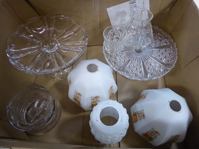 Lot 5379 - Box containing lamp shades plus glass bonbon...