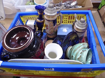 Lot 5383 - Box containing beer steins, Rumtopf biscuit...