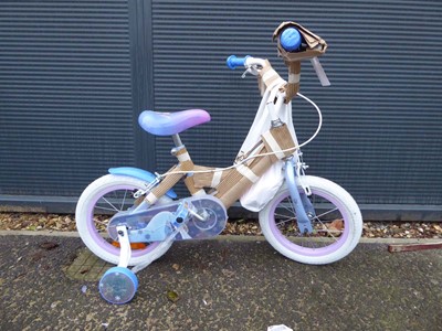 Lot 4053 - Childrens Frozen bike with stabilizer wheels...
