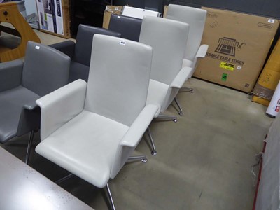 Lot 4318 - 3 cream coloured cushion seats with metal base,...