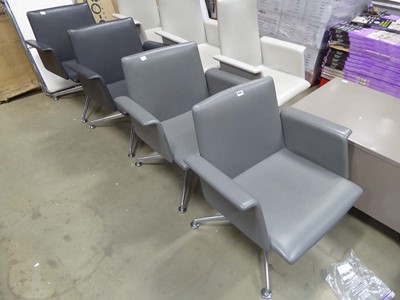 Lot 4319 - 4 cushion chairs with metal bases - 2 grey and...