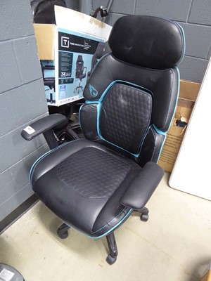 Lot 4322 - Insight gaming chair in black and light blue