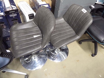 Lot 4323 - 2 grey gas lift stools with metal base
