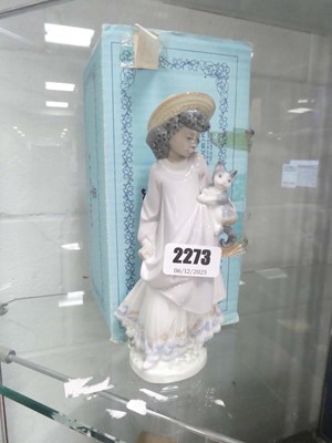 Lot 2273 - Lladro figure of girl with cat, boxed