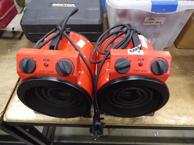 Lot 4395 - 2 small 2kw industrial fan heaters (240v)