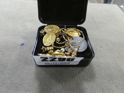 Lot 2296 - Box containing various religious pendants and...