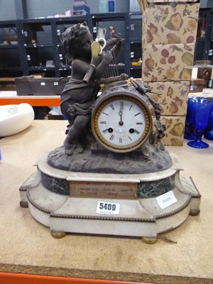Lot 5409 - Marble mantle clock
