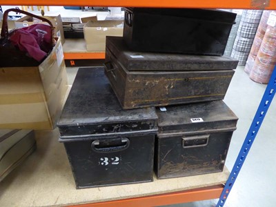Lot 5413 - 4 metal deeds boxes