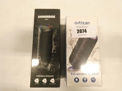 Lot 2074 - 2x portable wireless speakers