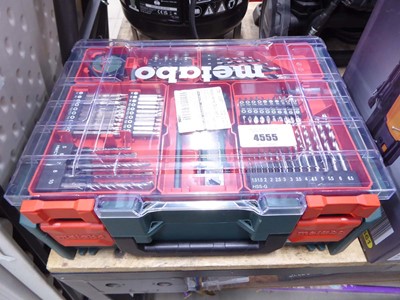 Lot 4555 - Metabo hammer drill with two batteries,...