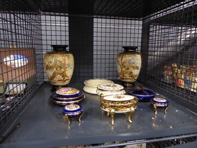 Lot 5504 - Cage containing modern satsuma vases, lidded...