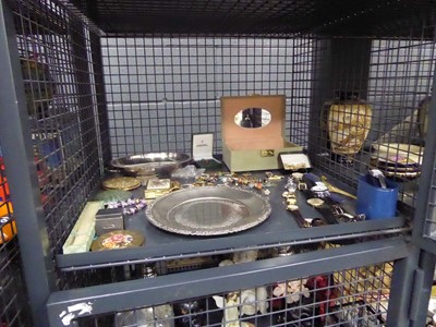 Lot 5508 - Cage containing costume jewellery, dish...