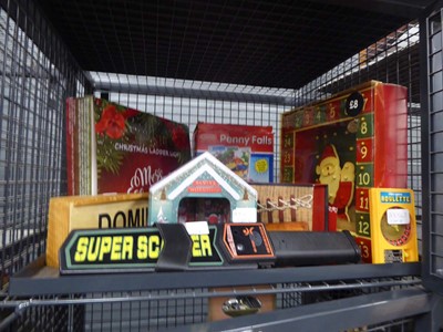 Lot 5509 - Cage containing Christmas ornaments plus toy...