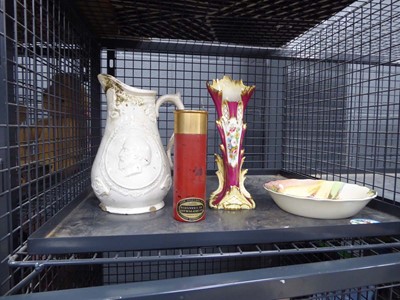 Lot 5514 - Cage containing commemorative jug, cartridge...