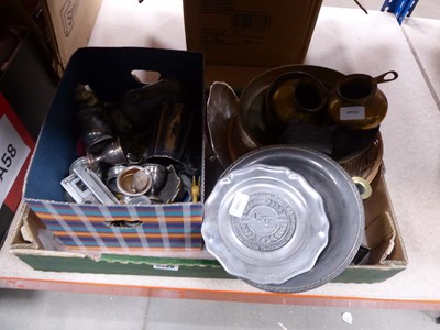 Lot 5469 - Box containing pewterware, copper and silver...