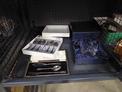 Lot 5522 - Cage containing silver plated 3 piece...