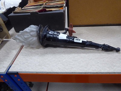 Lot 5472 - Wrought iron wall sconce with flame shade