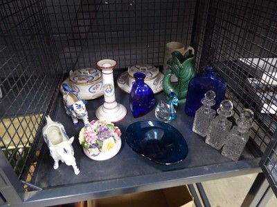 Lot 5526 - Cage containing cow creamers, ornamental posy,...