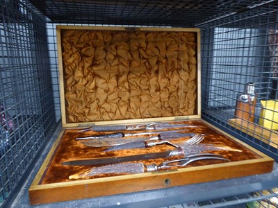 Lot 5490 - Horn handled carved boxed carving set