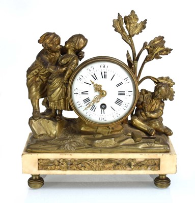 Lot 2 - A 19th century French mantel clock, the...