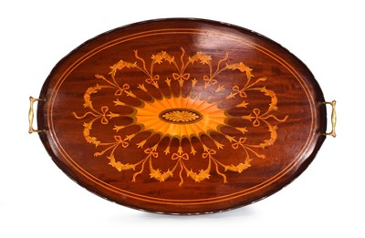 Lot 3 - An Edwardian mahogany and marquetry oval...