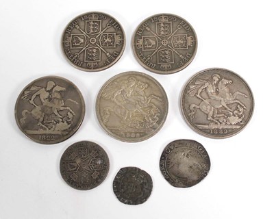 Lot 246 - Three silver crowns dated 1822, 1889 and 1902,...