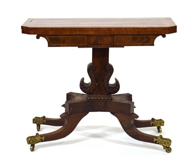 Lot 24 - A William IV flame mahogany, rosewood banded...