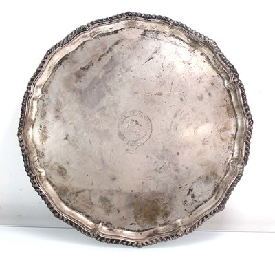 Lot 258 - An Edwardian silver salver with piecrust...
