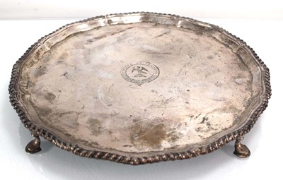 Lot 258 - An Edwardian silver salver with piecrust...