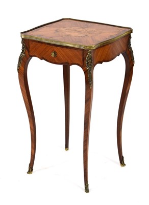 Lot 30 - A Louis XV style marquetry single drawer side...
