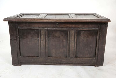 Lot 2 - An 18th century oak coffer with a vacant...