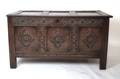 Lot 3 - An 18th century oak coffer with a vacant...