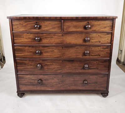 Lot 4 - A late Victorian mahogany chest of two short...