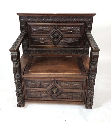 Lot 8 - A late 19th/early 20th century oak monk's...