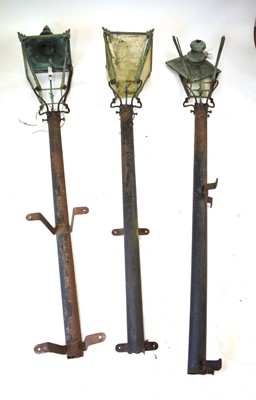 Lot 18 - A set of three Victorian copper gas street...