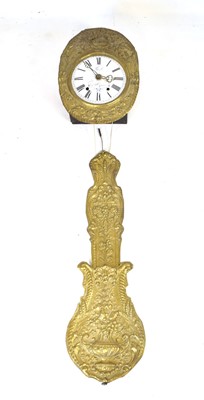 Lot 19 - A French 'Comtoise' wall clock, the painted...