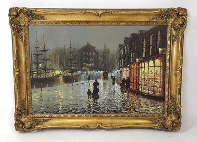 Lot 60 - John Bampfield (b. 1947), Figures in a street...