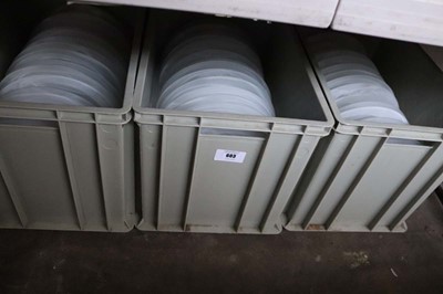 Lot 603 - 3 heavy duty plastic stacking crates...