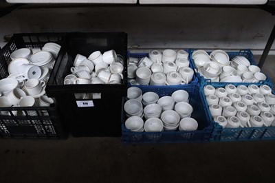 Lot 618 - 4 blue plastic crates plus 2 large black...